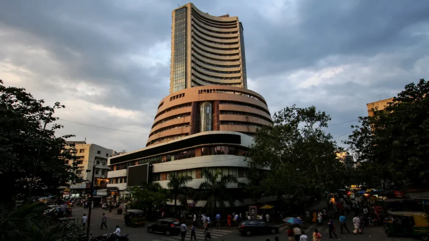 The Bombay Stock Exchange building on Dalal Street, Mumbai.