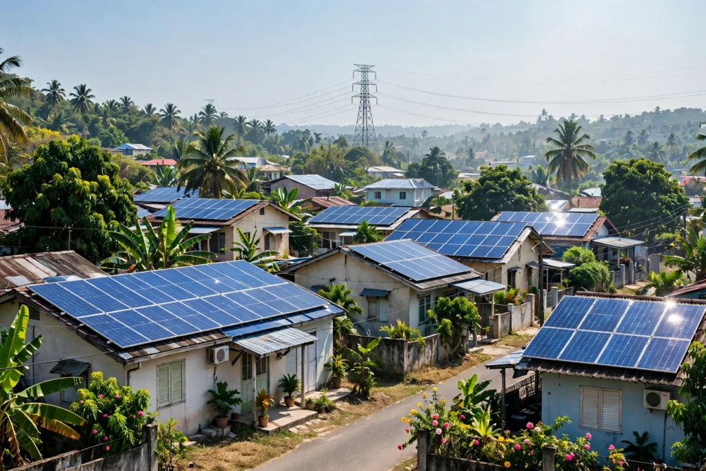 Rooftop solar panels across tropical homes, the force behind Sri Lanka's weekend blackout.