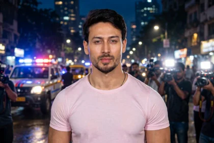 Tiger Shroff in Mumbai. Photo: Bollywood Hungama / Wikimedia Commons (CC BY 3.0; background composite).