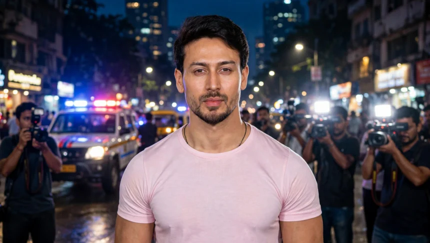 Tiger Shroff in Mumbai. Photo: Bollywood Hungama / Wikimedia Commons (CC BY 3.0; background composite).