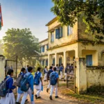 Students arriving at a government school in Uttar Pradesh (AI-generated illustrative image)