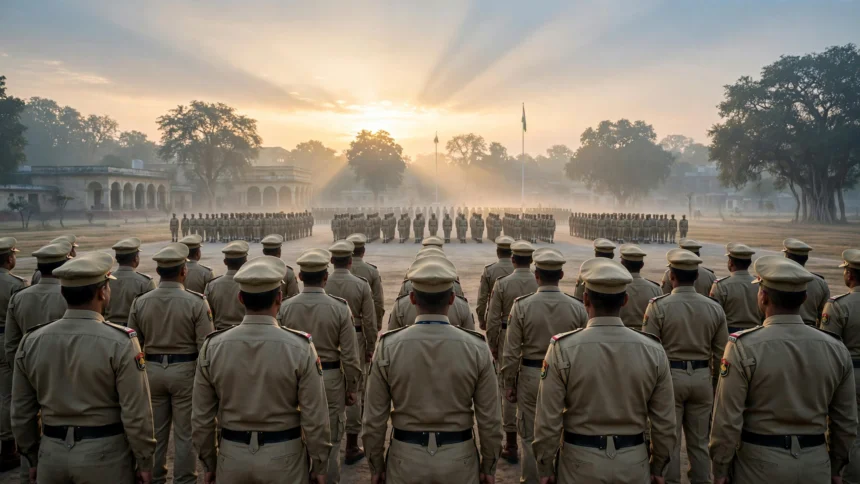 UP Home Guard personnel in formation at a parade ground