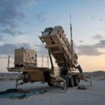 Patriot air defence missile launcher deployed in the field