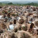 Aerial view of the coltan mine near Rubaya, North Kivu, eastern Democratic Republic of Congo.