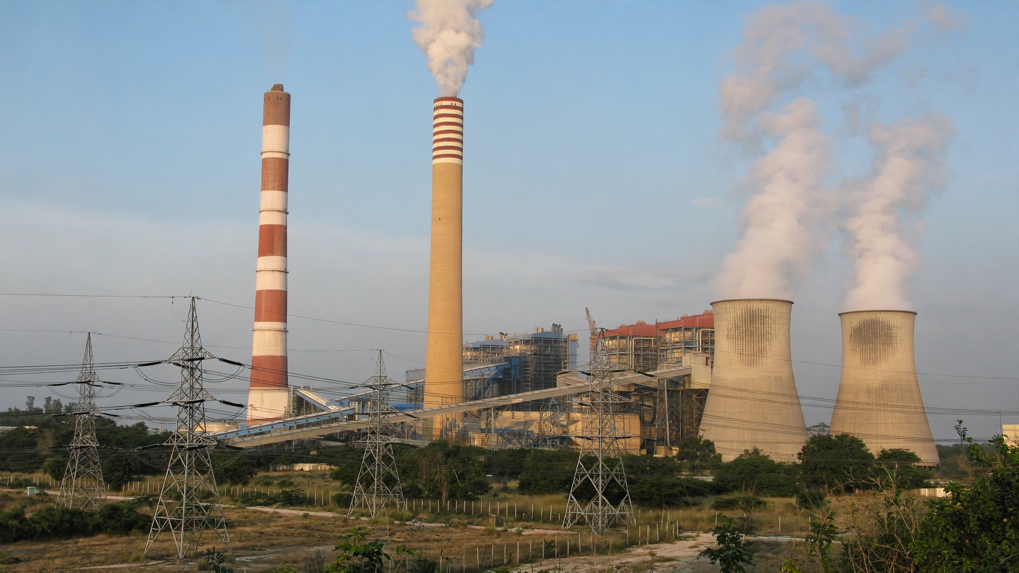 NTPC thermal power plant, AI-generated image grounded in a real Wikimedia Commons photo